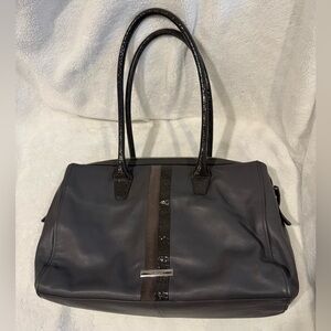 Cole Haan Gray Leather Tote with Patent Trim